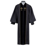 Black Pulpit Robe with Velvet & Gold Cross Embroidery (59)