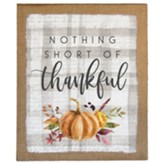 Nothing Short Of Thankful Canvas Sign