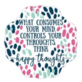 Think Happy Thoughts Sticker Decal, Reusable 2 Pack
