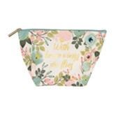 With Brave Wings She Flies Pouch, Peach Floral