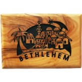 Bethlehem Star City Horizontal Olive Wood Magnet
