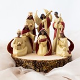 Black Nativity Set, Red and Cream  7 Pieces