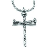 Nail Cross Ball Chain Necklace, Silver, 30