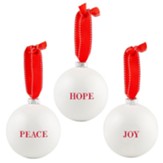 Joy, Peace, Hope Ornaments, Set of 3