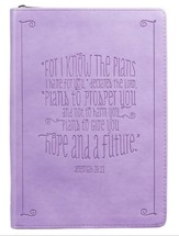 For I Know the Plans I Have For You, LuxLeather Zipper Journal, Purple