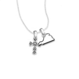 Virginia State Map, Cross, Necklace, Silver