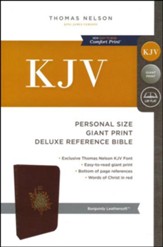 KJV Deluxe Personal Size Reference Bible Giant Print, Leather-Look, Burgundy - Imperfectly Imprinted Bibles