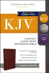 KJV Compact Reference Bible with Snapflap, Large Print, Leather-Look, Burgundy