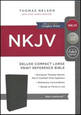 NKJV Comfort Print Deluxe Reference Bible, Compact Large Print, Imitation Leather, Black