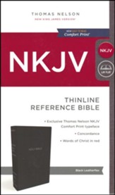 NKJV Comfort Print Thinline Reference Bible, Leather-Look, Black