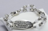 I Can Do All Things, Philippians 4:13 Bracelet, Silver and Crystal
