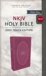NKJV Comfort Print Holy Bible, Soft  Touch Edition, Imitation Leather, Pink
