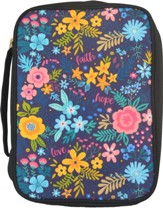 Faith, Hope, And Love Floral Bible Cover, Large