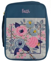 Faith Bible Cover, Blue Floral, Large
