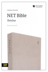 NET Comfort Print Thinline Bible--soft leather-look, stone (indexed)