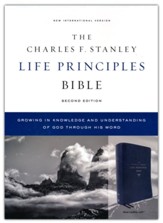 NIV Charles F. Stanley Life Principles Bible, 2nd Edition, Comfort Print--soft leather-look, blue