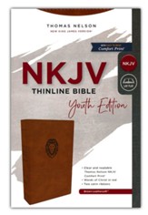 NKJV Thinline Comfort Print Youth Bible--soft leather-look, brown