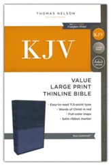 KJV, Value Thinline Bible, Large Print, Leathersoft, Blue, Comfort Print