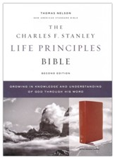 NASB Charles F. Stanley Life Principles Bible, 2nd Edition, Comfort Print--genuine leather, brown