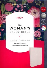 NKJV, The Woman's Study Bible, Cloth  over Board, Cream, Red Letter, Full-Color Edition, Thumb Indexed: Receiving God's Truth for Balance, Hope, and Transformation