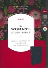 NKJV Woman's Study Bible--soft leather-look, navy blue