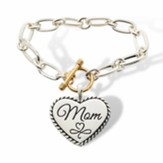 Mom Heart Link Bracelet, Gold/Silver