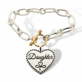 Daughter Heart Link Bracelet, Gold/Silver