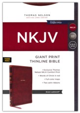 NKJV Giant-Print Thinline Bible, Comfort Print--soft leather-look, brown (indexed, red letter)