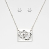Inspirational Two-layer Hearts, Charm Necklace with Cubic Zirconia Earrings