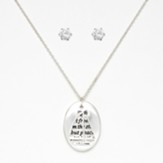 Inspirational Two-layer Sailboat, Silver Charm Necklace with Cubic Zirconia Earrings