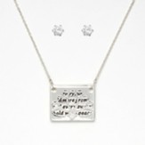 Inspirational Two-layer Lotus, Silver Charm Necklace with Cubic Zirconia Earrings