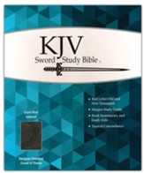KJV Sword Giant-Print Study Bible--soft leather-look, charcoal, crown of thorns (indexed) - Slightly Imperfect