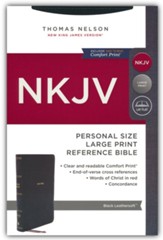 NKJV Personal-Size Large-Print Reference Bible, Comfort Print--soft leather-look, black (red letter) - Imperfectly Imprinted Bibles