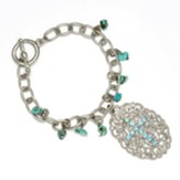Silvertone and Turquoise Bracelet with Cross Pendant