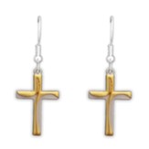 Two Tone Layered Cross Earrings