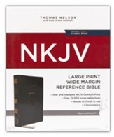 NKJV Large-Print Wide-Margin Reference Bible, Comfort Print--soft leather-look, black - Slightly Imperfect
