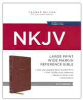 NKJV Large-Print Wide-Margin Reference Bible, Comfort Print--soft leather-look, brown