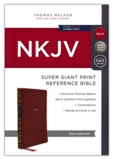 NKJV Super Giant-Print Reference Bible, Comfort Print--soft leather-look, brown