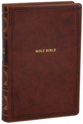 NKJV Giant-Print Center-Column Reference Bible, Comfort Print--soft leather-look, brown