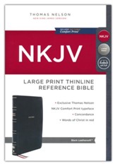 NKJV Large-Print Thinline Reference Bible, Comfort Print--soft leather-look, black