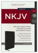 NKJV Giant-Print Center-Column  Deluxe Reference Bible, Comfort Print--soft leather-look, black