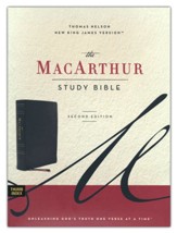 NKJV MacArthur Study Bible, 2nd Edition, Comfort Print--genuine leather, black (indexed)
