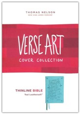 NKJV, Thinline Large Print Bible, Verse Art Cover Collection, Leathersoft, Teal, Red Letter, Comfort Print