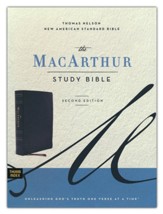 NASB MacArthur Study Bible, 2nd Edition--genuine leather, black (indexed) - Imperfectly Imprinted Bibles