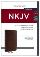 NKJV Classic Verse-by-Verse  Center-Column Reference Bible, Comfort Print--genuine leather, brown