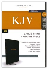 KJV Large-Print Thinline Bible--genuine leather, black (indexed) - Imperfectly Imprinted Bibles
