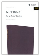 NET Thinline Large-Print Bible--genuine leather, brown (indexed)