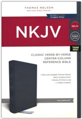 NKJV Classic Verse-by-Verse Center-Column Reference Bible--soft leather-look, gray (indexed)
