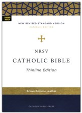 NRSV Thinline Catholic  Bible--genuine leather, brown (indexed)