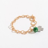 Candace Cross and Bead, Toggle Bracelet, Green